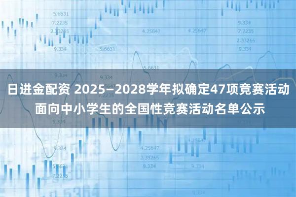 日进金配资 2025—2028学年拟确定47项竞赛活动&#32;面向中小学生的全国性竞赛活动名单公示